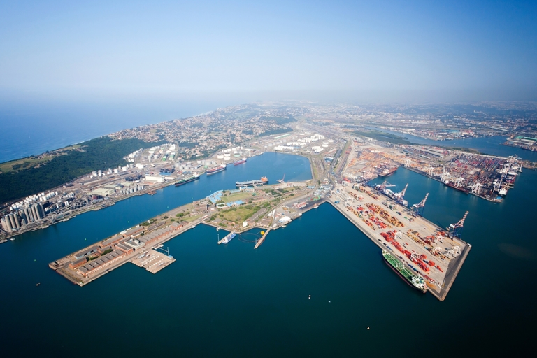Aerial view of a sea port